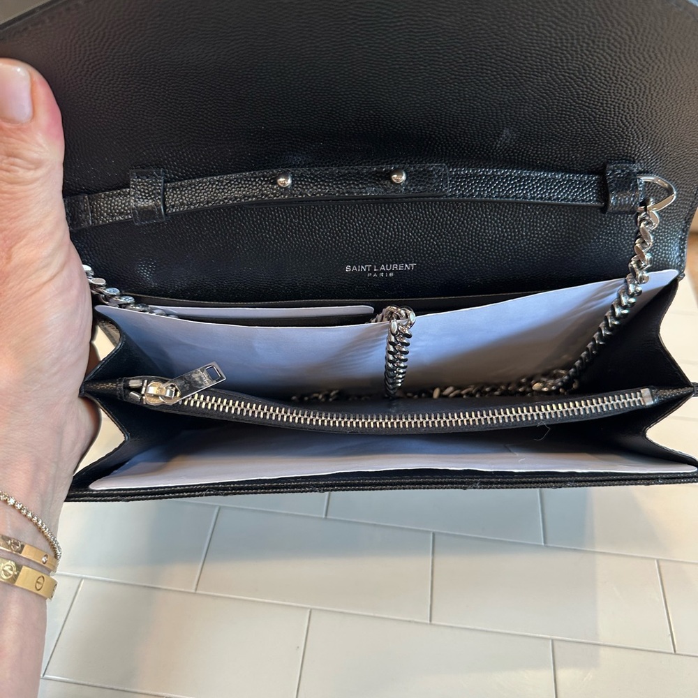 SAINT LAURENT Classic Black Cassandre Chain Wallet with Silver Hardware (NWT) - Picture 7 of 10